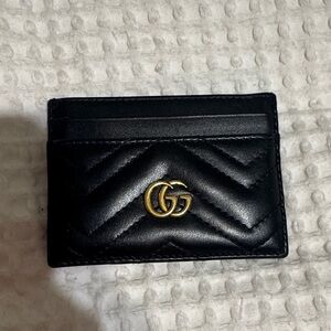Authentic Gucci GG Marmont card case Black Quilted Leather Card Holder